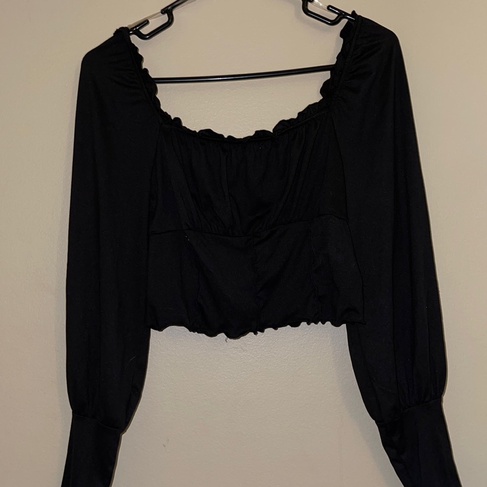 Black long sleeve blouse size large new